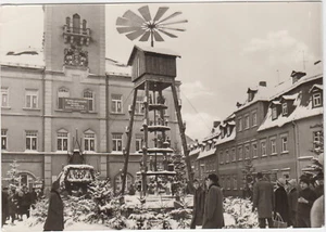 DDR Foto AK Schneeberg - Erzgeb. 1973 ! Winter - Markt mit Pyramide ! - Bild 1 von 2
