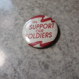 3" BEER BUTTON Pinback ~ "We Support Our Soldiers" - USA Military Appreciation - Picture 1 of 3