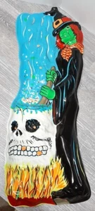 Vtg 80s Halloween Blowmold Witch Skull Cauldron 24" Hanging Plastic Decoration  - Picture 1 of 7