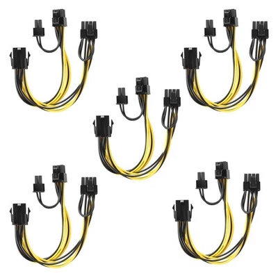 5x PCI-E 6-pin to 2x 6+2-pin (6-pin/8-pin) Power Splitter Cable PCIE PCI Express - Image 1 of 3