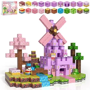 Kryzomat Magnetic Blocks 100PCS Magnetic Building Blocks for Kids 3+ Pink Castle - Picture 1 of 5