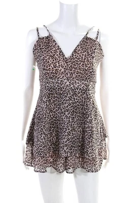 Mameluco sin cordones con cremallera cuello en V en capas con estampado de animales de abedul rosa talla L para mujer Foto 1 de 4