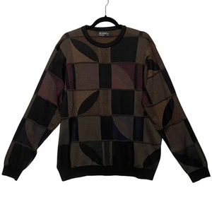 St. Croix Black Geometric 100% Wool Pullover Sweater Made in USA Size XL - Picture 1 of 7