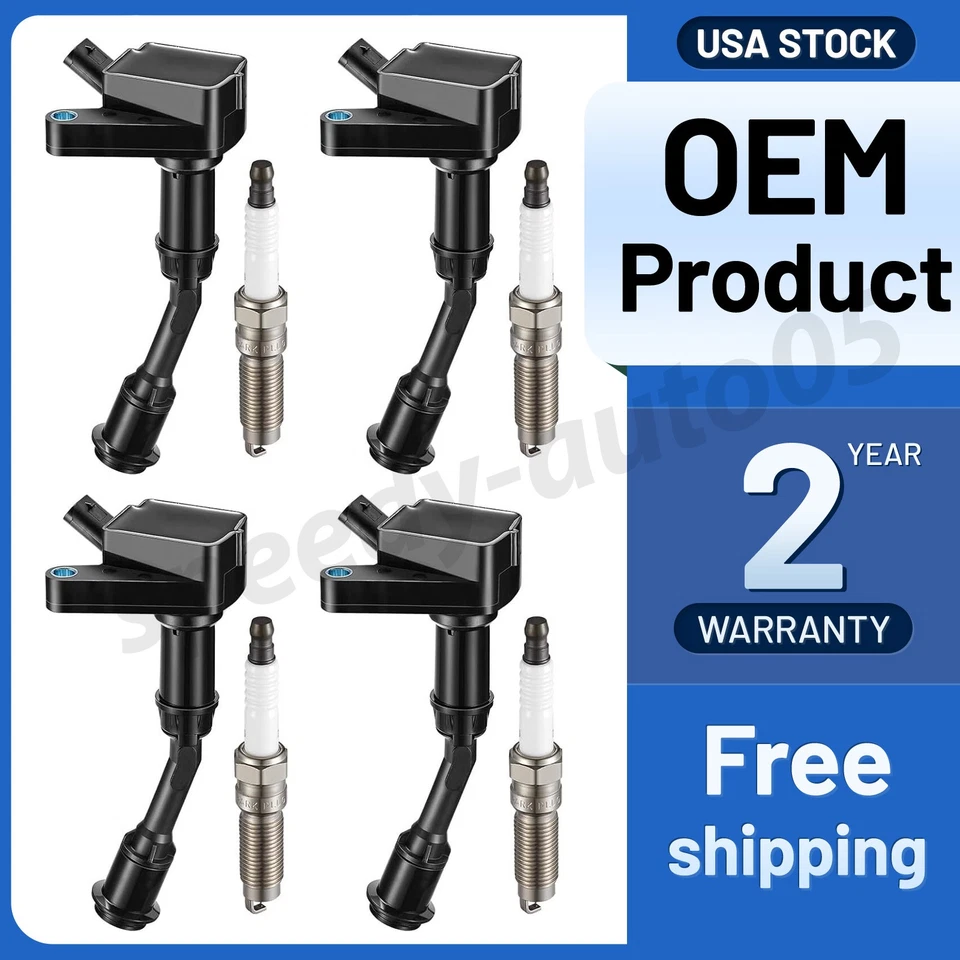 4pcs Ignition Coil and Iridium Spark Plug For 2014-2020 Ford Fusion 1.5L L4 Foto 1 de 4