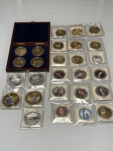 Lot Of 27 American Mint Coins - Commemorative USA 24k Gold & Silver Plated - Picture 1 of 16