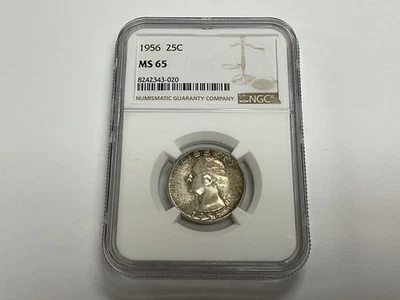1956 25C Washington quarto de dólar tonificado - MS65 - NGC - 8242343-020 - Imagem 1 de 4