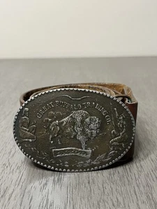 Brass Belt & Belt Buckle Great Buffalo Trading Co. Dakota Bergamot VTG 1973 - Picture 1 of 4