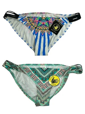 GUANTE CORPORAL Parte inferior de bikini talla L Paquete de 2 patrones aztecas geo rayas multicolor Foto 1 de 4