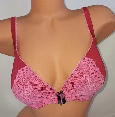 Бюстгальтер пуш-ап на косточках Betsey Johnson Plunge 32DD новый с Ярлыками - Изображение 1 из 4