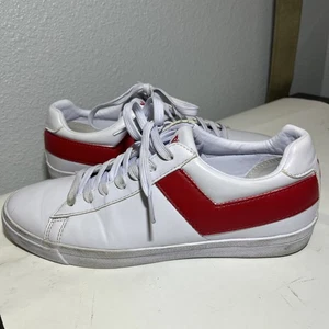 🔥PONY Retro Freizeit Tennisschuhe Damen weiß/rot ~ Größe 9, leicht gebraucht, schön!! - Bild 1 von 8
