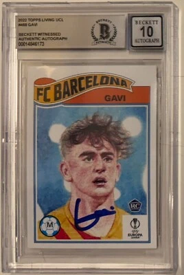 2022 Topps Living Set UEL #468 Gavi Signed RC Rookie BAS Beckett Auto Grade 10 - Image 1 of 2