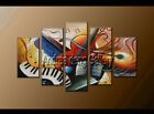 Handpainted 5 piece Modern Musical Abstract Oil Painting on Canvas Wall Art Deco