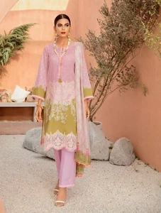 3-teiliger genähter Rasenanzug rosa rosa rosa bestickt mit Seide Dupatta KSE-8034 - Bild 1 von 3