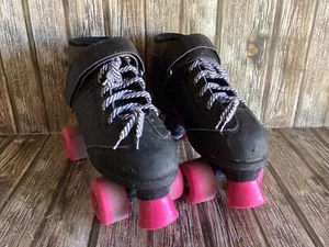 PATINES PARA NIÑOS PATINES NEGROS Y ROSADOS TALLA REINO UNIDO 4 EE. UU. 6 - Imagen 1 de 8