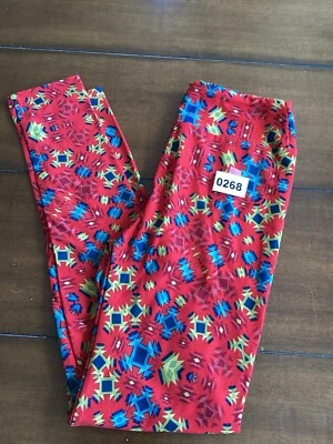 New #0268 LuLaRoe OS Leggings Beautiful AZTEC Print  LP15 Red Blue Green - Image 1 of 4