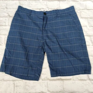 Ezekiel Men's Shorts flat front skate beach cotton blue houndstooth plaid sz 34 - Picture 1 of 6