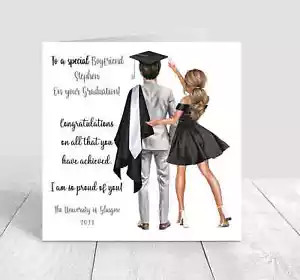 Boyfriend Graduation Card Personalised Handmade card Congratulations Well done - Picture 1 of 9