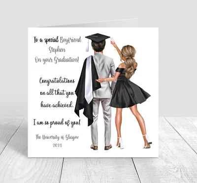 Boyfriend Graduation Card Personalised Handmade card Congratulations Well done - Image 1 of 4