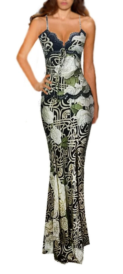 ¡OFERTA $12,000 VINTAGE! ¡HERMOSO! ROBERTO CAVALLI ITALIA Top de seda, falda talla 42-44 Foto 1 de 4