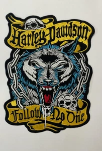 H - D Lone Wolf Patch - 12"" Large Embroidery Patch - Iron /Sew On - Patch - Picture 1 of 1