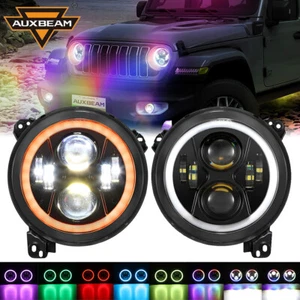 AUXBEAM 9" LED Headlight RGB Turn Signal DRL + Hi/Low for Jeep Wrangler JL 18+ - Bild 1 von 12