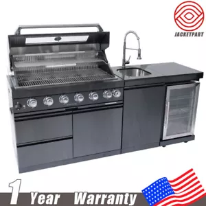 43" 6-Burner Barbecue Island Grill w/ Cooler & Sink 85000BTU LPG Outdoor Kitchen - Picture 1 of 24