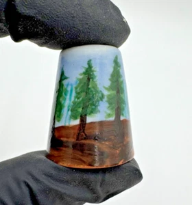 Árbol pintado a mano vintage Thimble California Redwood Forest Scenic LEE 80 talla 10 - Imagen 1 de 6
