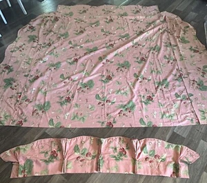 Vintage hausgemachte volle Tagesdecke & Klemmfalte gefüttert Volant rosa Erdbeere Baumwolle - Bild 1 von 15