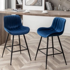 Bar Stools Set of 2 - Luxury Bar Stools Counter Height Bar Stools 24 Inch Seat H - Picture 1 of 6