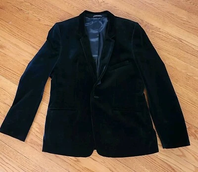 Chaqueta de Terciopelo Negra Zara Hombre Abrigo Deportivo Forrado Blazer de Un Botón Talla 46 Foto 1 de 4
