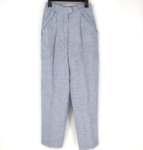 Escada Dress Pants Womens 6 US 38 EU Blue Linen Pleated Pockets Zip Y2K Vintage - Picture 1 of 10