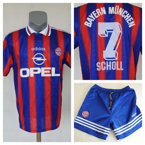 Bayern München 1996 Home KOMPLETTKIT Trikotshorts #7 Scholl Adidas Gr. M blau rot - Bild 1 von 12