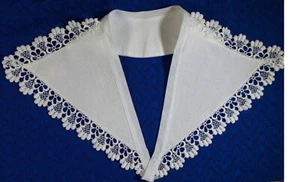 Vintage 1940 White Lace-Trimmed Cotton pique Collar - Picture 1 of 1
