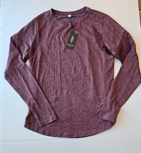 Muzniuer Shirt Womens Size M Burgundy Breathable Long Sleeves Mesh Work Out Top - Picture 1 of 4