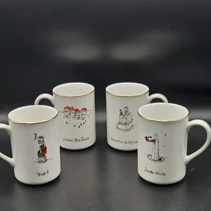 NEW Set 4 Merry Masterpieces American First Edition Christmas Coffee Mugs 10oz - Picture 1 of 9