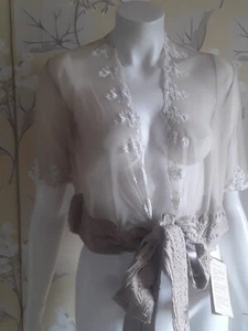 Evening Ladies summer Sheer Jacket Embroidery Size 14 European 40 NEW - Picture 1 of 7