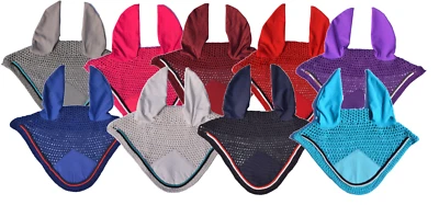 ON TIME TRADER ENGLAND® Pferd Atmungsaktiv Baumwolle Ohrhaube/Netz/Maske/Kapuze Häkeln Fliegenschleier Doppelrohr