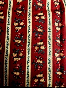 Red Floral Flannel Stripe by Fabric Country Quilters Flannel 22"X13" - Picture 1 of 4