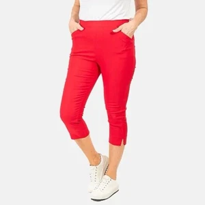 Ladies EMELIA X CLASSICS Red Bengaline Crop Trousers UK 14-16 X Large BARGAIN - Picture 1 of 1