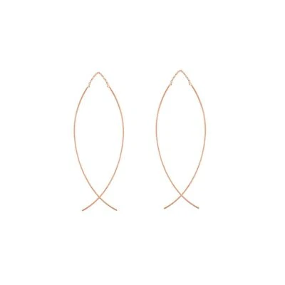 Curved Wire Threader Earrings Real 14k Rose Gold - Image 1 of 2
