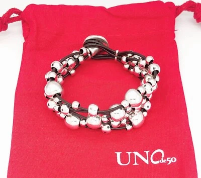 Nuevo Brazalete Multivitaminas Gruesas Cuentas Plata Marca UNO De 50 PUL1861 Foto 1 de 4