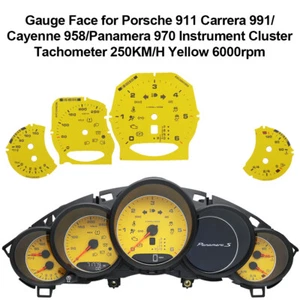 Gauge Face für Porsche 911 Carrera 991/Cayenne 958/Panamera 970 250KM/H gelb - Picture 1 of 6