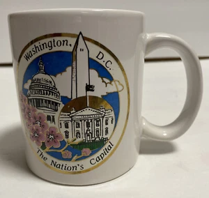 Vintage Souvenir Washington DC Nations Capital Tasse Becher Kirschblüten Monument - Bild 1 von 6