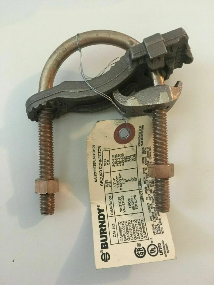Nueva abrazadera de tierra para tubería Burndy GAR3903BU, BRONCE Foto 1 de 1