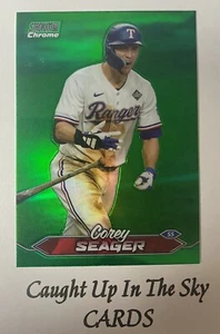 2024 Topps Stadium Club Corey Seager Green Chrome Refractor SP Rangers PR/650 - Picture 1 of 2