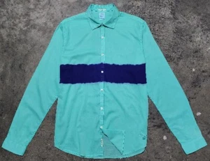 Scotch & Soda Dip Dyed Button Up Shirt Men's Large Teal Purple Long Sleeve Sheer - Picture 1 of 11