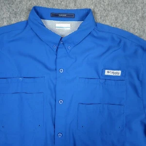 Columbia PFG Tamiami Hemd Herren XL blau SS Angler Angeln belüftet UPF schnelltrocknend - Bild 1 von 12