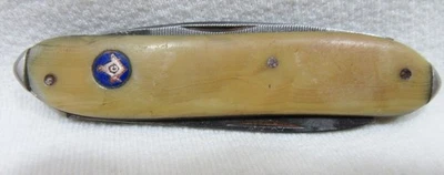 Vintage Western States Cutlery Folding Pocket Knife 2 Blades W/Masonic Symbol - Image 1 of 4