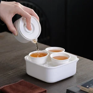 1 Pot 3 Cups Portable Travel Tea Set Disposable Kung Fu Tea Set Office - Picture 1 of 12