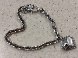 VINTAGE ARTISTE SCOTT KAY 925 STERLINGSILBER & 14K YG HERZ BETTELARMBAND - Bild 1 von 6